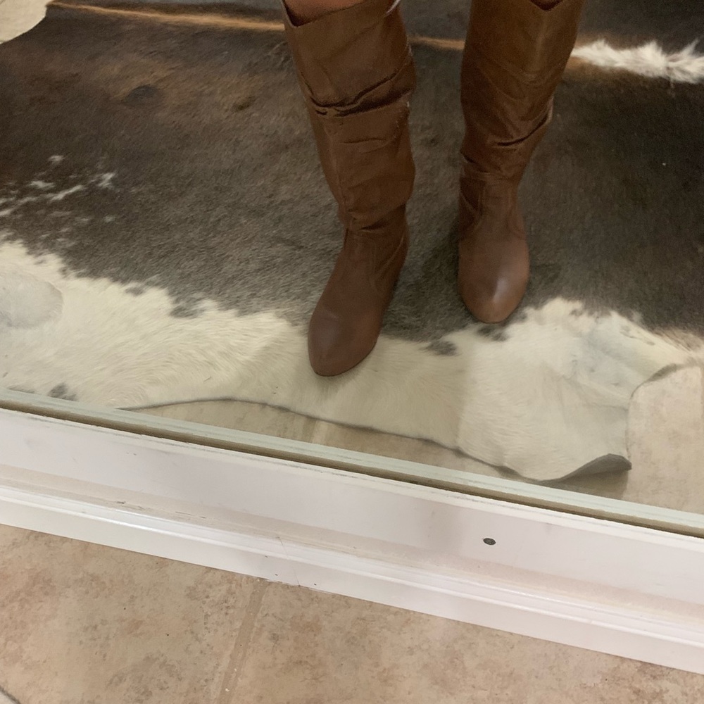 Brown leather boots